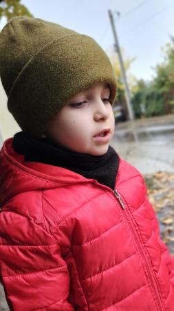 Caciuli copii - Căciulă lana/bumbac, culoare verde Olive