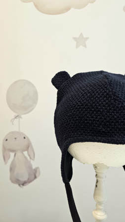 Căciulă din bumbac cu urechi, culoare bleomarin pique [1]