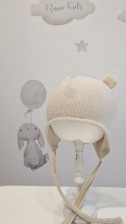 COPII - Căciulă din bumbac cu urechi, culoare crem