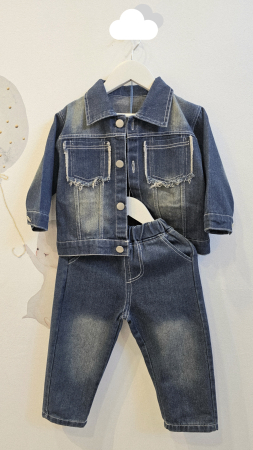 Costum/Set - Compleu 2 piese, geaca cu pantalon din blug inchis