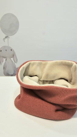 Set caciula cu esarfa circulara, bumbac, peach/unisex [2]