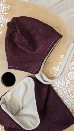 Set caciula cu esarfa circulara, lana&bumbac, grena [1]