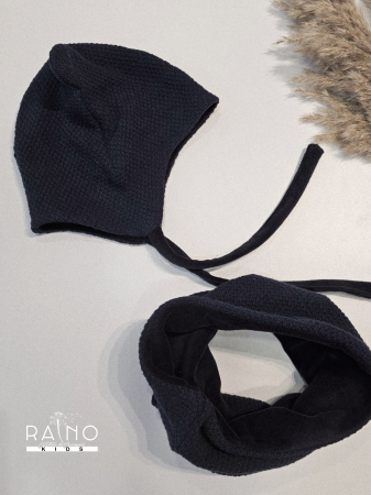 Set caciula cu esarfa circulara, bumbac, bleomarin pique [4]