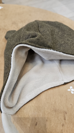 Căciulă lana/bumbac cu urechi, culoare verde kaky [1]