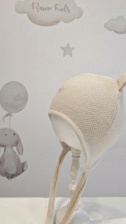 Căciulă din bumbac cu urechi, culoare crem [1]