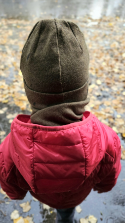 Set caciula cu esarfa circulara, lana/bumbac, verde kaky [1]