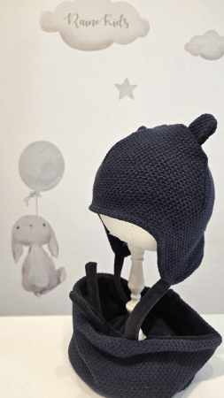 Set caciula cu esarfa circulara, bumbac, bleomarin pique [1]