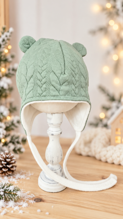 Caciuli copii - Căciulă cu urechi, Knit Baby, culoare MINT
