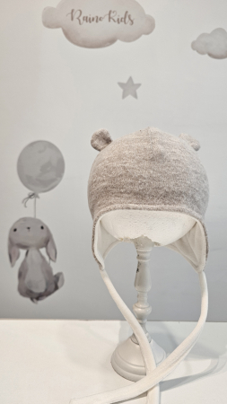 COPII - Căciulă din bumbac cu urechi, culoare grej