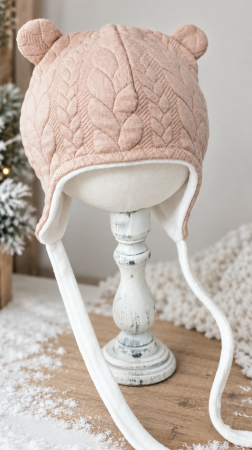 Caciuli copii - Căciulă cu urechi, Knit Baby, culoare RozVintage