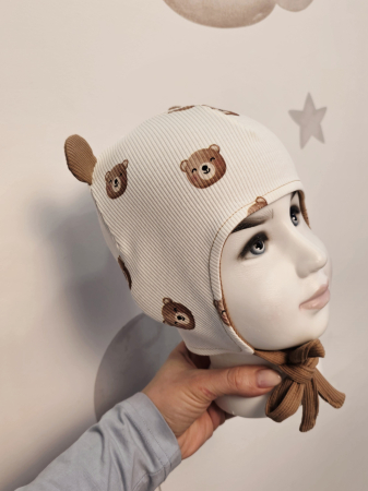 Caciuli copii - Căciulă Urechi JerseyRib, TeddyBear