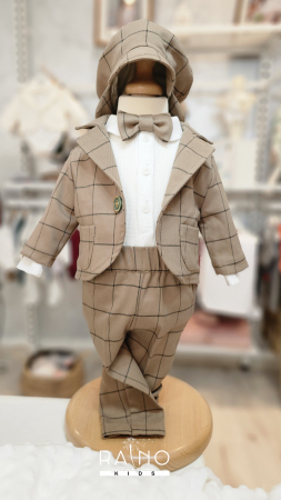 Baieti - Costum Cadrilat Latte