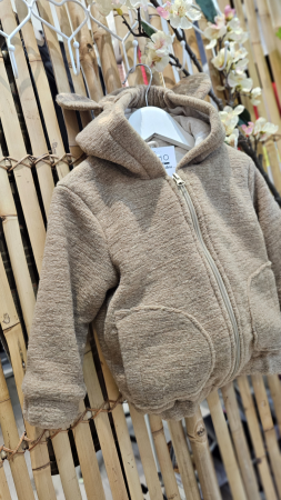 Palton/Geacă - Geaca Bomber, lana bucle, latte