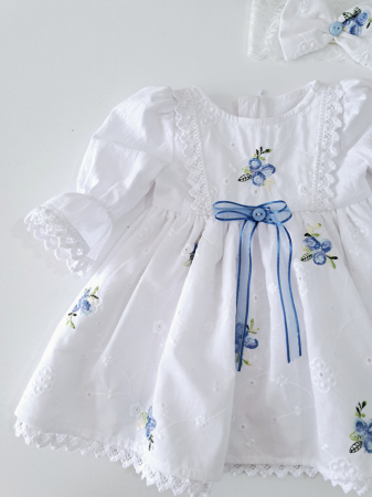 Fetite - Rochie Bumbac Brodat 2 piese