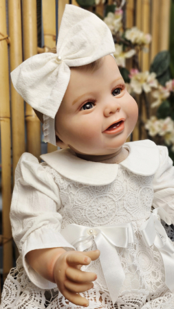 FETITE - Rochie Anisia din dantela macrame, alb, 3 piese