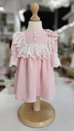 Rochii Bumbac - Rochie din In, roz bombon