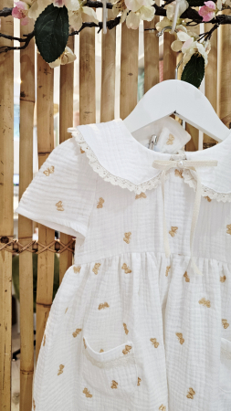 Rochii Bumbac - Rochie Ilaria, Muselina Brodata fluturi