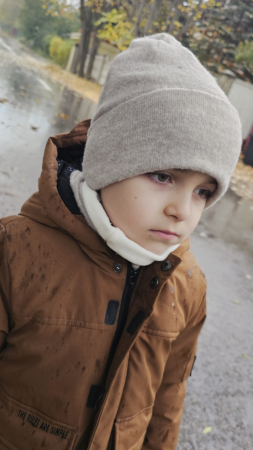 Set caciula cu esarfa circulara, grej [1]