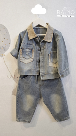 Costum/Set - Compleu 2 piese, geaca cu pantalon din blug deschis