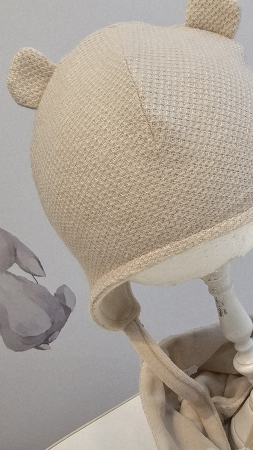 Set caciula cu esarfa circulara, bumbac, crem [1]