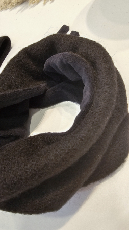 Set caciula cu esarfa circulara, lana&bumbac, negru pufos [4]