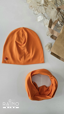 Caciuli copii - Set fes si esarfa circulara, jersey Orange