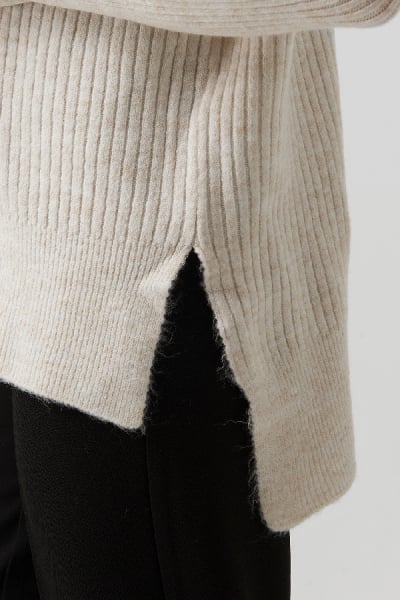 Pulover Vertical Neck Side Slit Knitted [4]