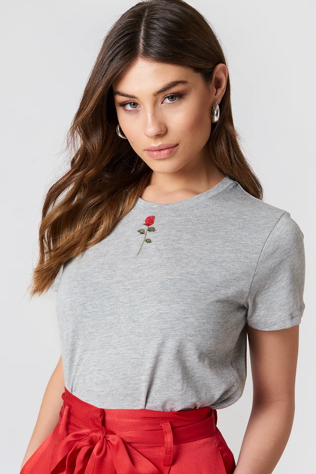 Tricou Chest Rose Embroidery [1]