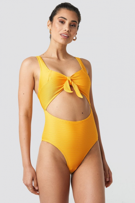Costum De Baie Ribbed Cut Out Knot [1]