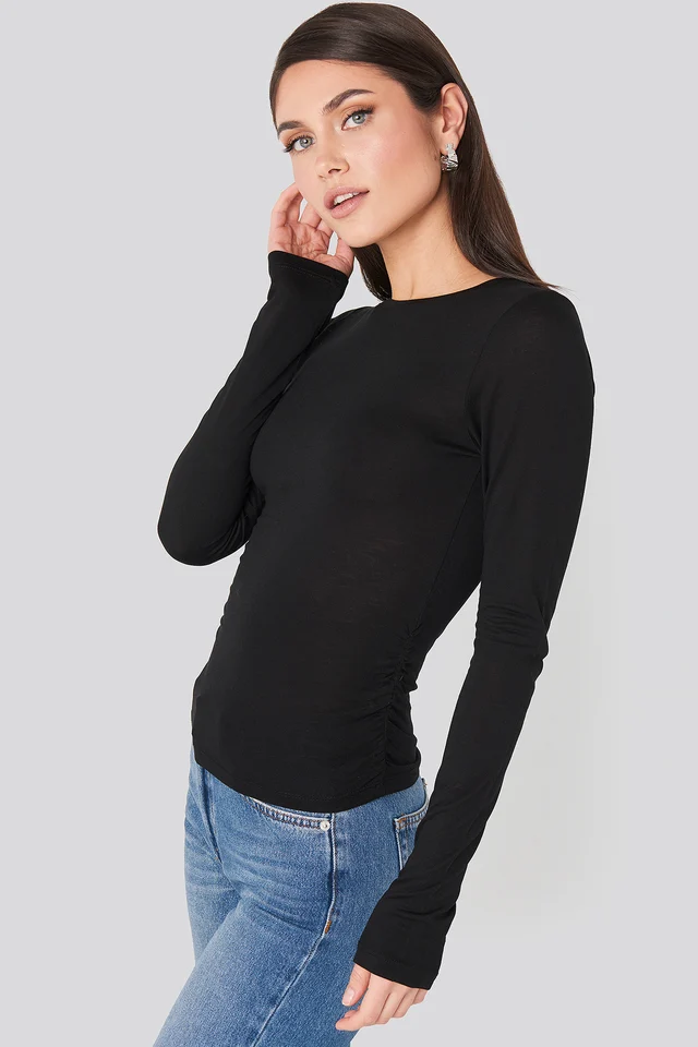 Bluza Side Ruched Long Sleeve Top [1]