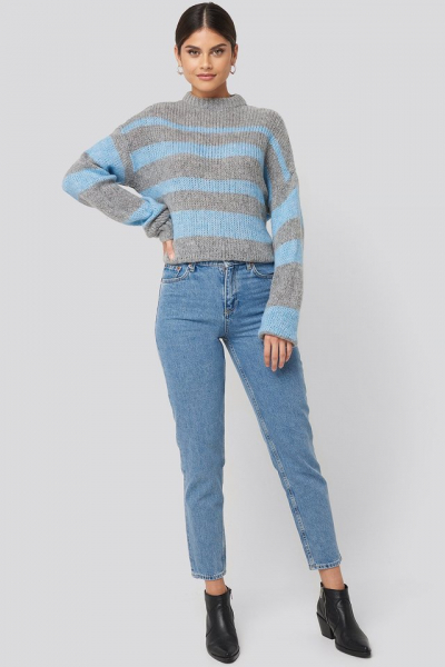 Pulover Striped Round Neck Oversized Knitted [3]