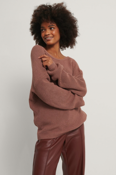 Pulover Knitted Deep V-Neck Back Sweater [2]