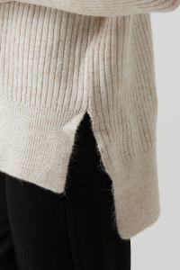 Pulover Vertical Neck Side Slit Knitted [3]