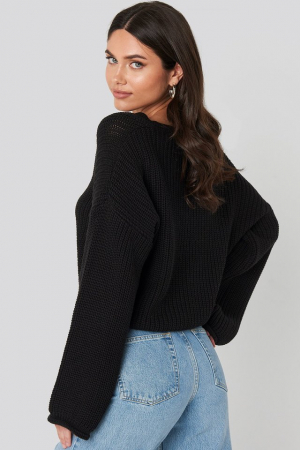 Pulover Cropped V-neck Knitted [1]