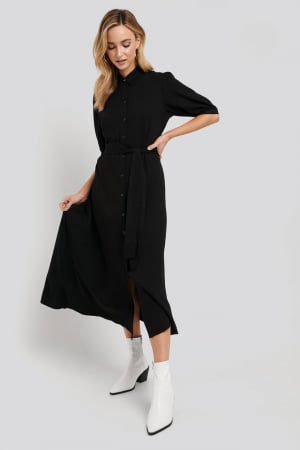 Rochie Puff Sleeve Belted Midi [2]