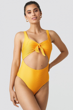 Costum De Baie Ribbed Cut Out Knot [2]