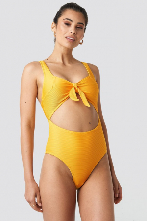 Costum De Baie Ribbed Cut Out Knot [0]