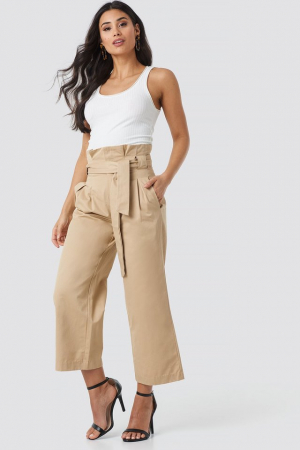 Pantaloni Tied Waist Wide Cotton Pants NA-KD Trend [0]