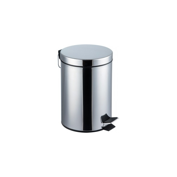 Cos gunoi din inox,Kovasi, cu pedala si capac forma cilindrica, cromat, 5L [2]