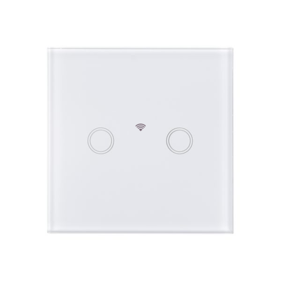 Intrerupator touch dublu,WI-FI, cu panou de sticla, alb,86 x 86 x 35 mm [2]