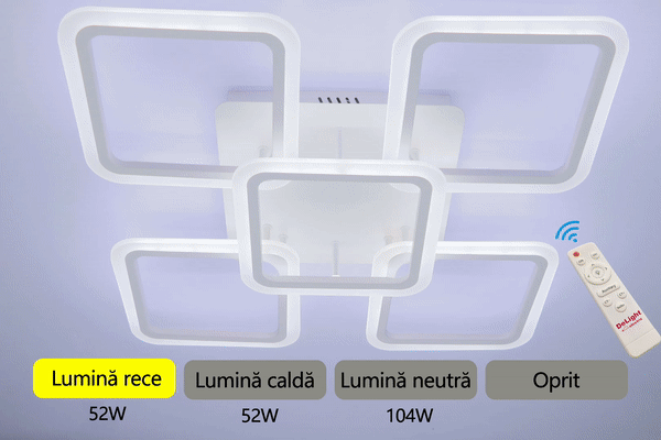 LUSTRA LED PATRATE 104W CU 5 BRATE 3 CULORI+IR 610x90mm [2]