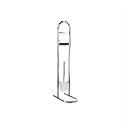 Perie wc,Frandis, Suport pentru hartie igienica, Metal,Crom, 16 x 29 x 79 cm [2]