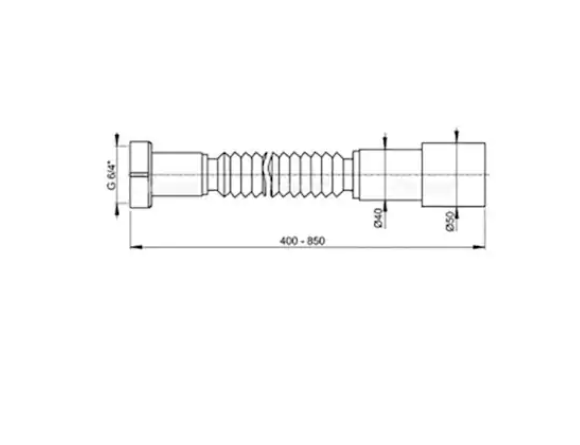 Racord flexibil fara ventil, 1,1/2″ x 40/50 Ani Plast,cu piulita din plastic [2]
