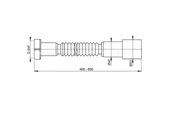 Racord flexibil fara ventil, 1,1/4″ x 32/40 Ani Plast,cu piulita din plastic [2]