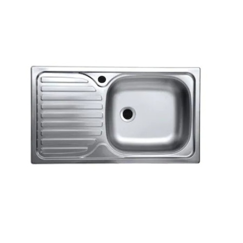 Set chiuveta INOX masca cuva dreapta  80x50 cm, baterie bucatarie tija lunga si sifon de scurgere [2]