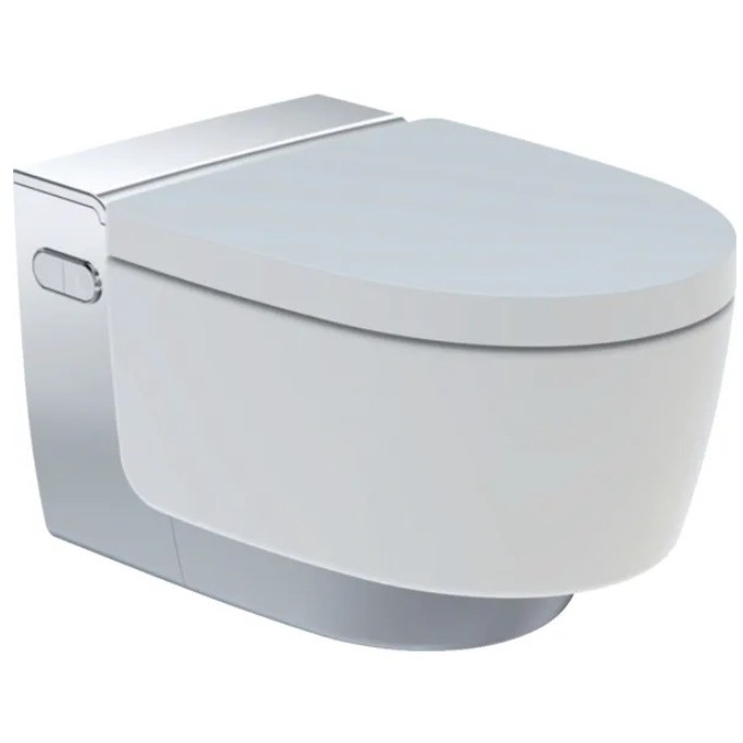 Set vas WC Geberit AquaClean Mera Comfort Rimfree suspendat cu capac soft-close electric cu functie de bideu, 39x59 cm, crom [7]