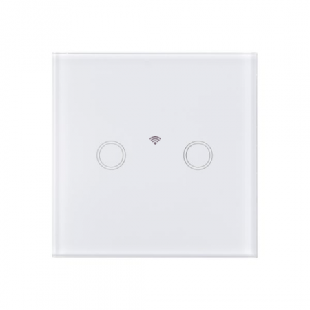 Intrerupator touch dublu,WI-FI, cu panou de sticla, alb,86 x 86 x 35 mm [1]