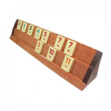 JOCURI DE SOCIETATE - Joc de societate Remi/Rummy, din lemn masiv,culoare maro