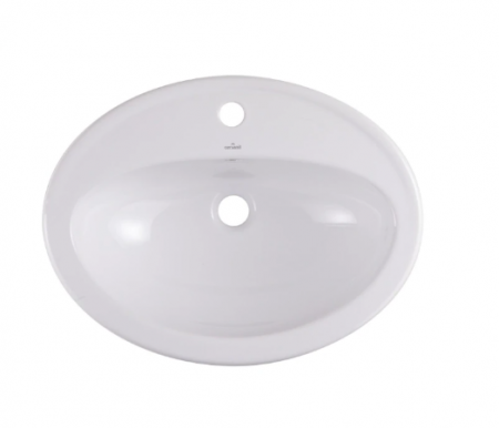 Lavoare si piedestale - Lavoar oval, alb, 53.5 x 41 cm, pentru blat, Cersanit Turso