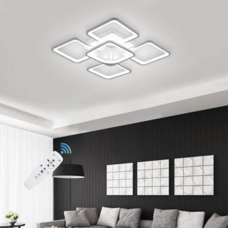 Aplice și plafoniere - LUSTRA LED PATRATE 104W CU 5 BRATE 3 CULORI+IR 610x90mm